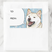 Merry Christmas Cream Shiba Inu Cadeau Label (Tas)
