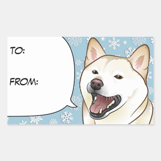 Merry Christmas Cream Shiba Inu Cadeau Label (Voorkant)