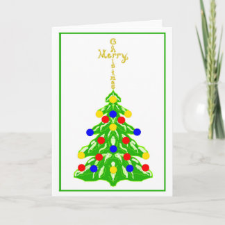 Merry Christmas Cross Fabric Font Word Art On Tree Feestdagen Kaart