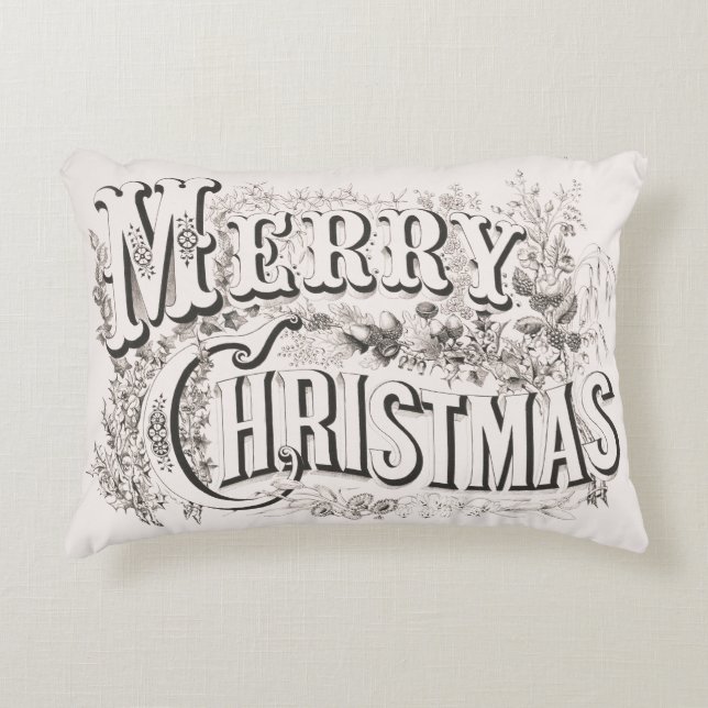 Merry Christmas,  Currier & Ives (reprod) Accent Kussen (Voorkant)