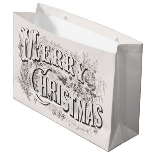 Merry Christmas,  Currier & Ives (reprod) Groot Cadeauzakje