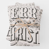 Merry Christmas,  Currier & Ives (reprod) Inpakpapier Vel (In situ)