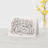 Merry Christmas, Currier & Ives (reprod) Kaart (Gele Bloem)