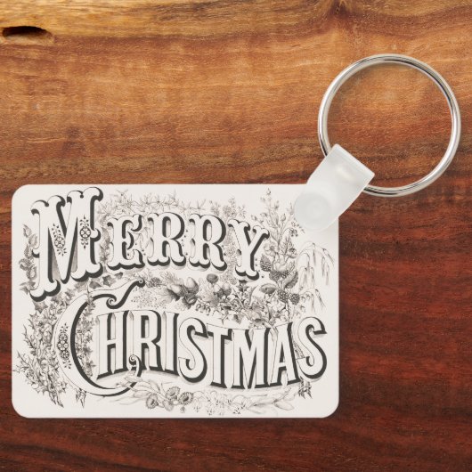 Merry Christmas,  Currier & Ives (reprod) Sleutelhanger (Voorkant)