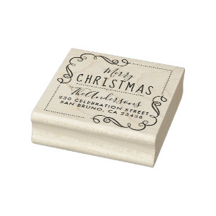 Merry Christmas Custom Familienaam Retouradres Rubberstempel