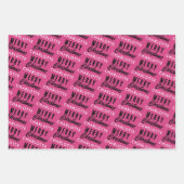 Merry Christmas Custom Name Pink Trendy Inpakpapier Vel (Voorkant 2)