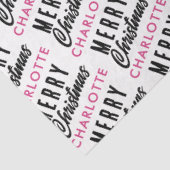 Merry Christmas Custom Name Pink Trendy Tissuepapier (Detail)