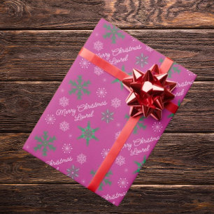 Merry Christmas Custom Name Wrapping Paper Cadeaupapier