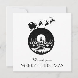 Merry Christmas Cute Custom Santa Sleigh and Trees Feestdagenkaart