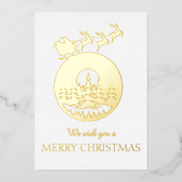 Merry Christmas Cute Custom Santa Sleigh and Trees Folie Uitnodiging