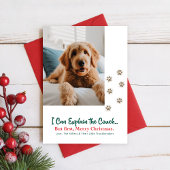 Merry Christmas Cute Funny Pet Dog Puppy Photo Feestdagenkaart