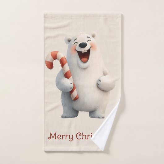 Merry Christmas Cute Polar Bear Design (Serviette à main)