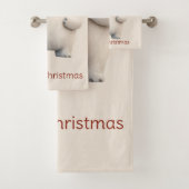 Merry Christmas Cute Polar Bear Design Bad Handdoek (Insitu)