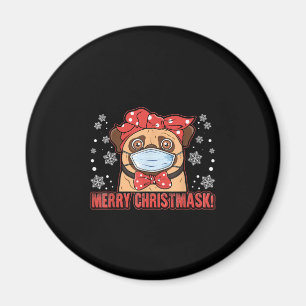 Merry Christmas Cute Pug Dog Breed Furry Magneet