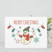 Merry Christmas, Cute Snowman, Christmas Lights (Staand voorkant)