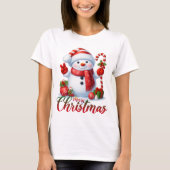 Merry Christmas Cute Snowman Illustration Tee T-shirt (Voorkant)