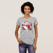 Merry Christmas Cute Snowman Illustration Tee T-shirt (Voorkant volledig)