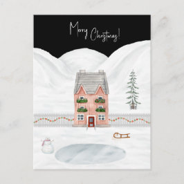 Merry Christmas Cute Winter Scene Snow Card Briefkaart