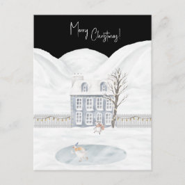 Merry Christmas Cute Winter Scene Snow Card Briefkaart