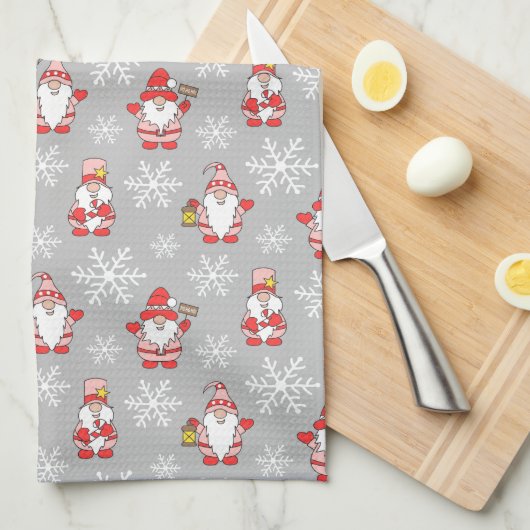 MERRY CHRISTMAS | Cute Winter Snowflake Gnomen Theedoek (Quarter Fold)