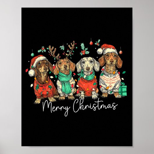 Merry Christmas Dachshund Dog Christmas Holiday Pe Poster (Voorkant)
