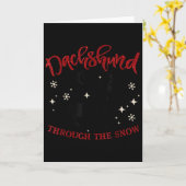 Merry Christmas Dachshund Dog Through The Snow Kaart (Gele Bloem)