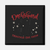 Merry Christmas Dachshund Dog Through The Snow Magneet (Voorkant)