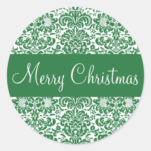Merry Christmas Damask Envelope Sticker Seal (Voorkant)