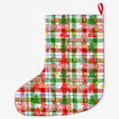 Merry Christmas Decorative Plaid Tartan  Grote Kerstsok (Achterkant)