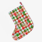 Merry Christmas Decorative Plaid Tartan  Grote Kerstsok (Achterkant (Hangend))
