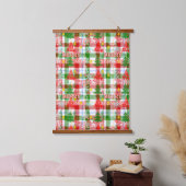 Merry Christmas Decorative Plaid Tartan  Hangend Wandkleed (Slaapkamer)