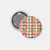 Merry Christmas Decorative Plaid Tartan  Magneet (Voorkant / Achterkant)