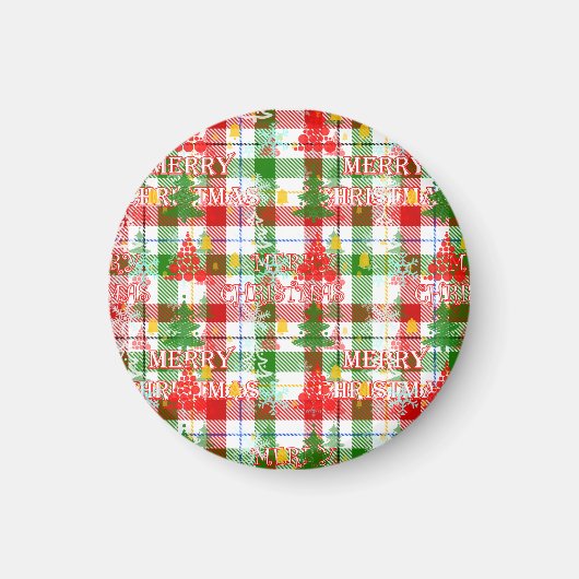Merry Christmas Decorative Plaid Tartan  Magneet (Voorkant)