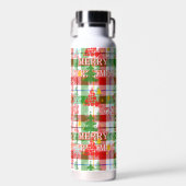 Merry Christmas Decorative Plaid Tartan  Waterfles (Voorkant)