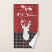 Merry Christmas Deer - Red Plaid et Burlap (Serviette à main)