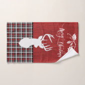 Merry Christmas Deer - Red Plaid et Burlap (Serviette à main)