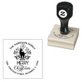 Merry Christmas Deer Retouradres Rubberstempel (Gestempeld)