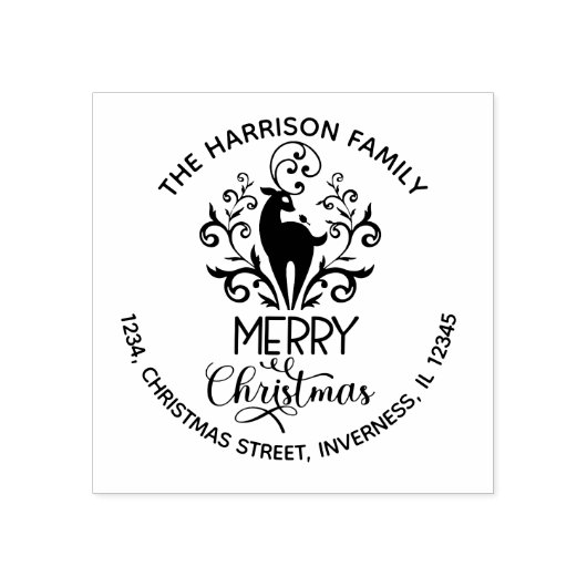 Merry Christmas Deer Retouradres Rubberstempel (Afrduk)