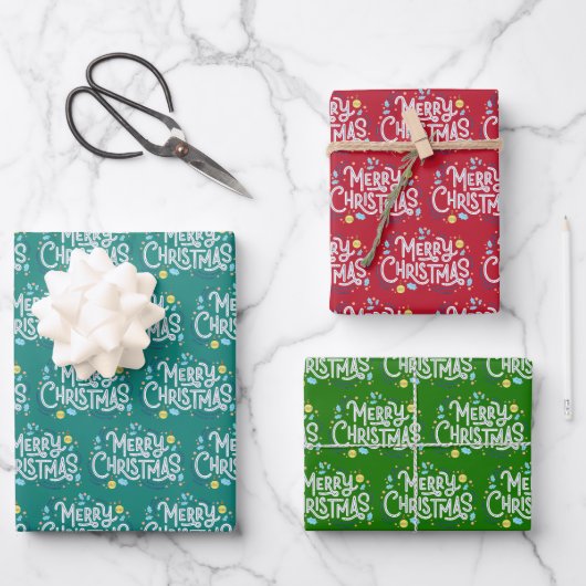 Merry Christmas Design Wrapping Paper Sheets (Voorkant)