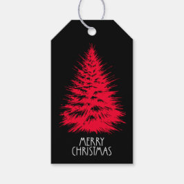 Merry Christmas Distressed Chic Red Pine Tree Cadeaulabel