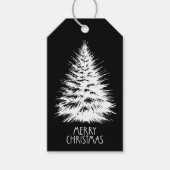 Merry Christmas Distressed Chic White Pine Tree Cadeaulabel (Voorkant)
