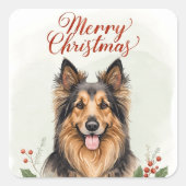 Merry Christmas Dog Festive Holiday Cute Sticker (Devant)