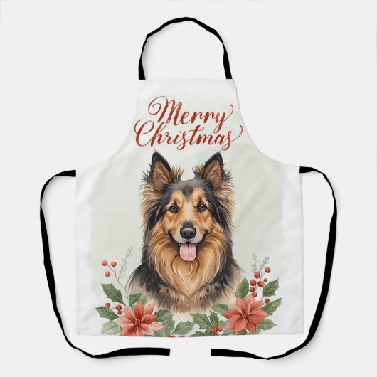 Merry Christmas Dog Festive Holiday Kitchen Apron Schort (Voorkant)