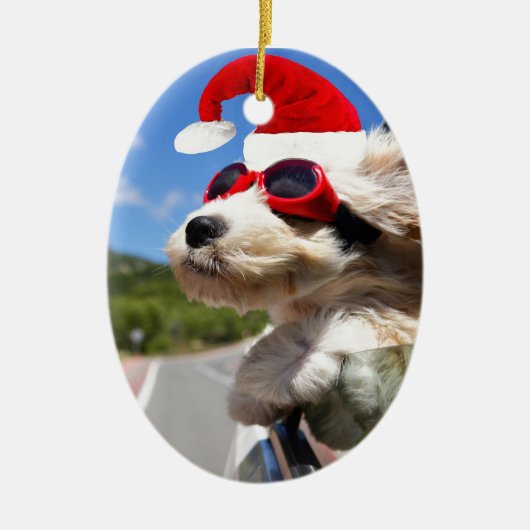 Merry Christmas dog Keramisch Ornament (Voorkant)