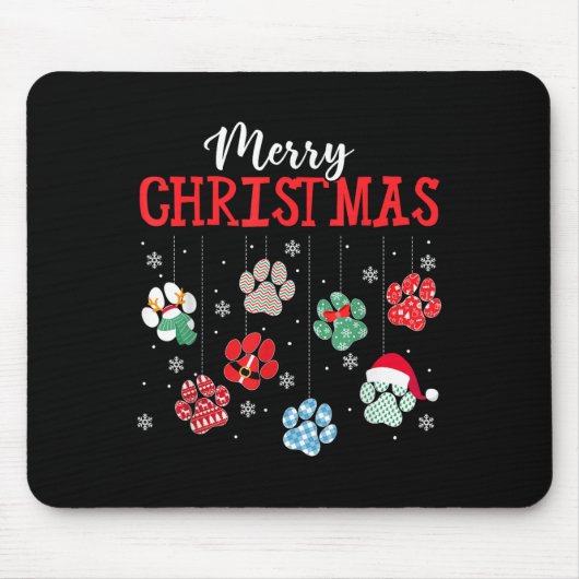 Merry Christmas Dog Paws Lights Funny Xmas Womens Muismat (Voorkant)