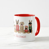 Merry Christmas Dogs Red Green Mok (Voorkant rechts)