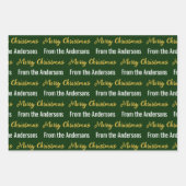 Merry Christmas Donkergroen Wit Goud Script Naam Inpakpapier Vel (Voorkant 2)