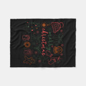 Merry Christmas Doodle Xmas Tree Gingerbread Men W Fleece Deken (Voorkant (Horizontaal))