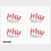 Merry Christmas Eenvoudig Rood Groen Script Rechthoekige Sticker (Vel)