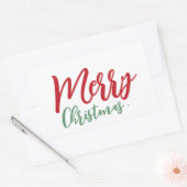 Merry Christmas Eenvoudig Rood Groen Script Rechthoekige Sticker (Envelop)